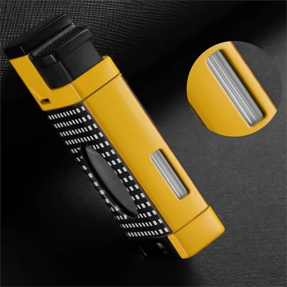 CM0650 3 Jet Torch Kesicili Puro Çakmağı Sarı - Resim 3