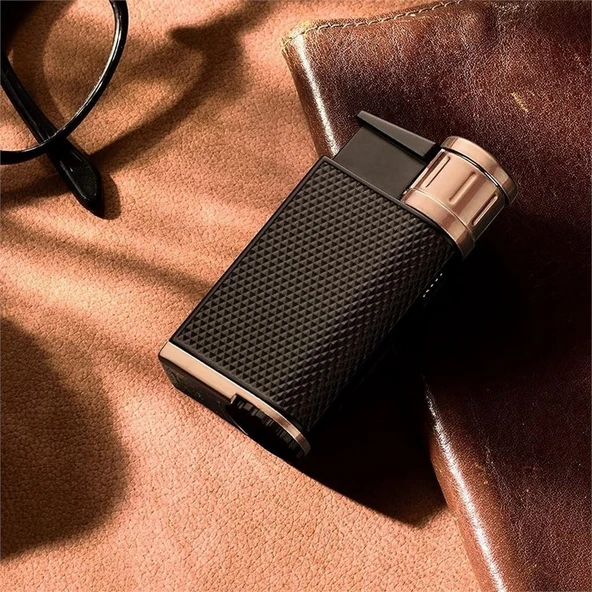 Colibri Evo Storm Çift Alevli Çakmak Puro Çakmağı Rose Siyah - Resim 4