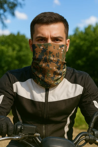 Motorcu KOYU TON PİXEL KAMUFLAJ Buff Maske Outdoor Boyunluk Unisex Bandana - 2