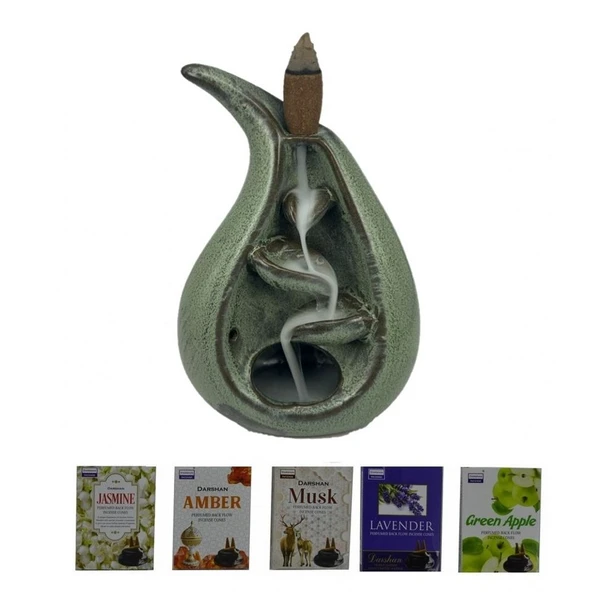 Porselen Geri Akış Tütsü Brülörü +5 Aromatik Tütsü CA1 Yeşil ürün görseli