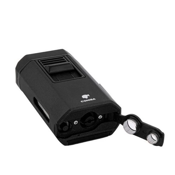 4 Jet Torch Masa Tipi Puro Çakmağı Siyah - Resim 3