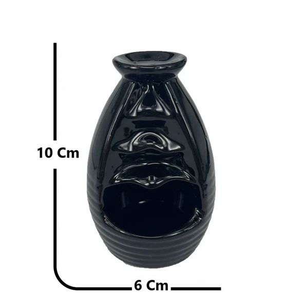 Porselen Geri Akış Tütsü Brülörü +5 Aromatik Tütsü CA4 Siyah - Resim 2