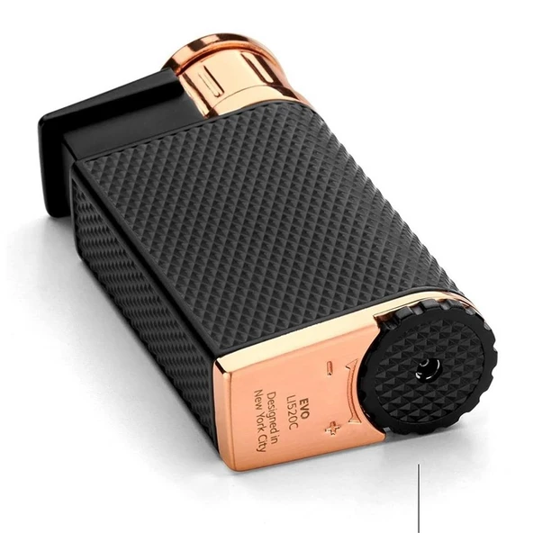 Colibri Evo Storm Çift Alevli Çakmak Puro Çakmağı Rose Siyah - Resim 3