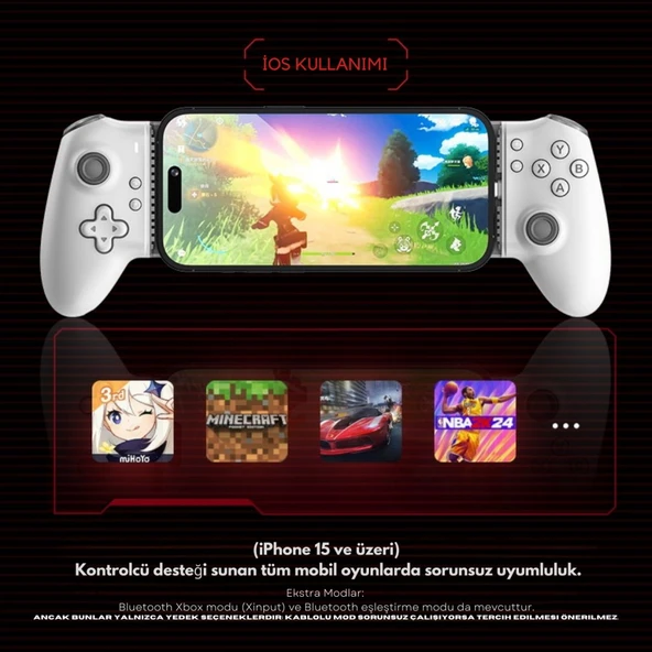 Polham iPhone 15 Üzeri ve Android Uyumlu Type-C Mobil Oyun Kolu | Pro Seri Joystick | Şarj Özellikli Gamepad - 5