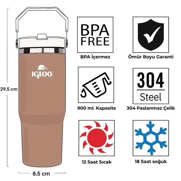 Igloo Powder Termos 900ml-KAHVERENGİ - Resim 4
