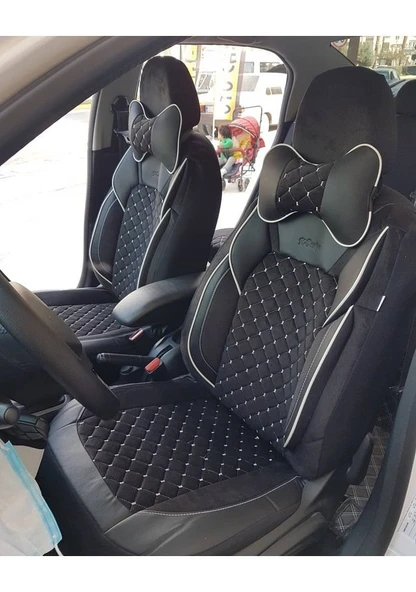 GALA MODEL TAYTÜYÜ PAPYONLU KOLTUK KILIFI SİYAH-BEYAZ GLA23 - Resim 2