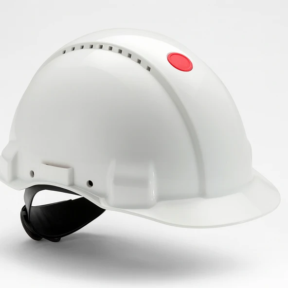 Beyaz Ayarlanabilir Havalandırmalı Baret İş Güvenliği Şapka İnşaat Kaskı Koruyucu Başlık ürün görseli