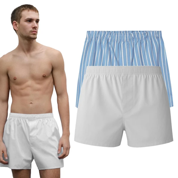 YohannesClub Poplin Boxer Erkek, (Tekli, 2'li, 3'lü Seçenekli)% 100 Pamuklu POPLİN Kumaş Boxer - Resim 4