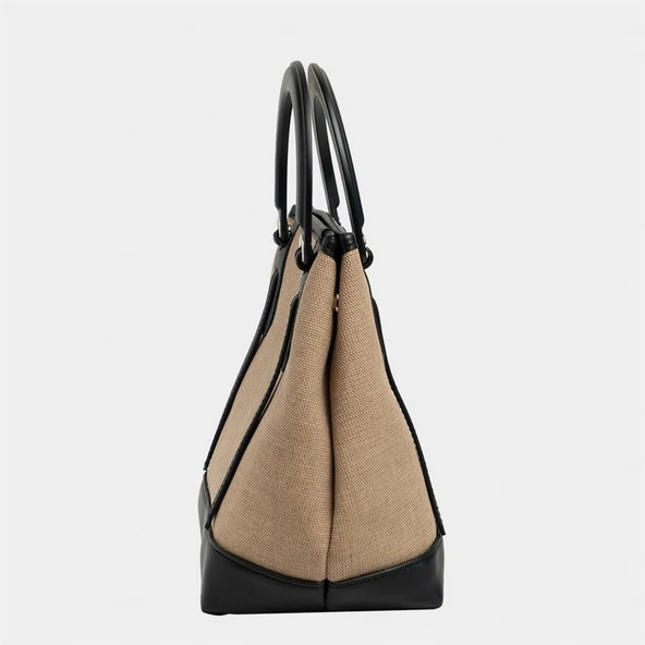 Classy Mini Keten Kadın Çanta Siyah - Resim 2