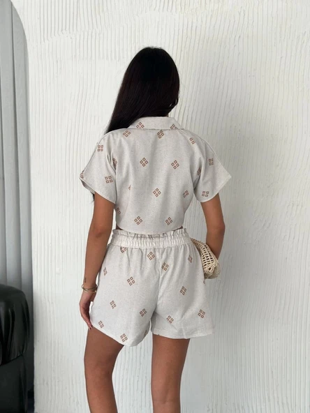 Gömlek şort keten takım s1052-1056 - 3
