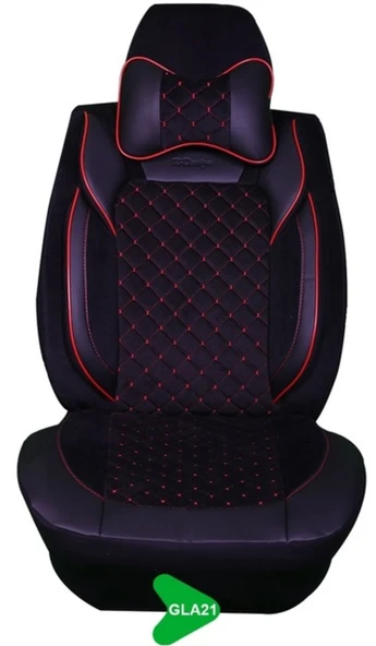 GALA MODEL TAYTÜYÜ PAPYONLU KOLTUK KILIFI SİYAH-KIRMIZI GLA21 ürün görseli 1