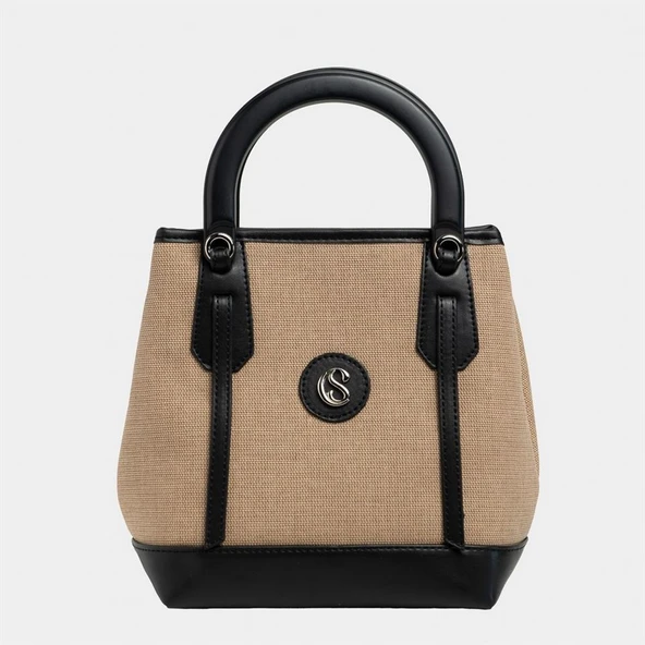 Classy Mini Keten Kadın Çanta Siyah - Resim 5