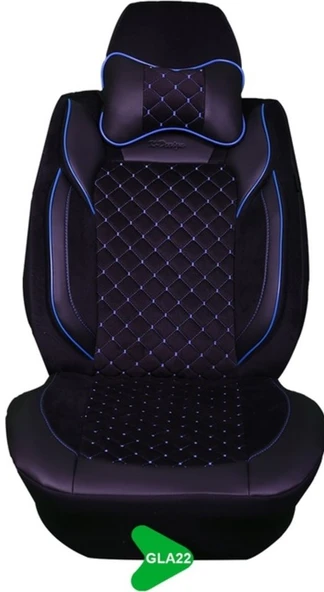 GALA MODEL TAYTÜYÜ PAPYONLU KOLTUK KILIFI SİYAH-MAVİ GLA22 ürün görseli 1