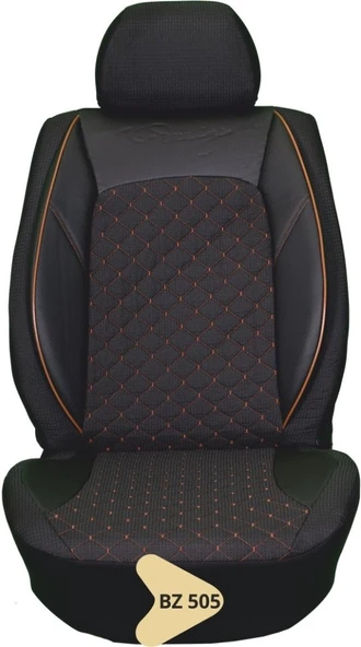 ELİT JAKAR YASTIKLI KOLTUK KILIFI SERİSİ SİYAH TURUNCU ÇİZGİ BZ505 ürün görseli 1