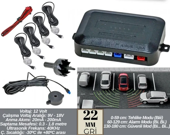 CARUB PARK SENSÖRÜ GRİ ürün görseli 1