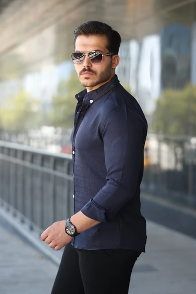 Erkek Uzun Kollu Regular Sofya Keten Gömlek - 2