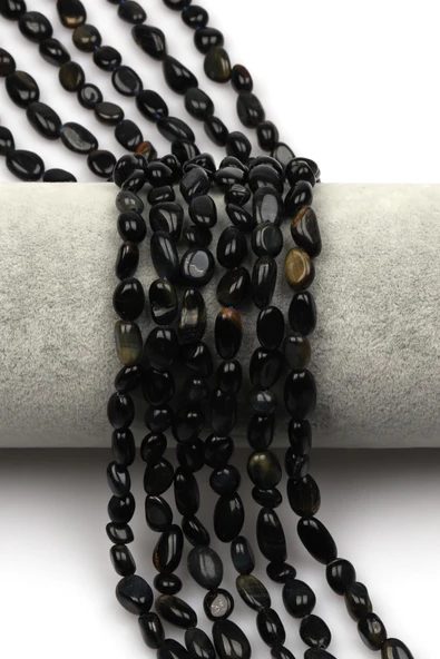 Lacivert Kaplan Gözü Doğal Taş Dizi 6 x 8 mm Mercimek Kesim ürün görseli