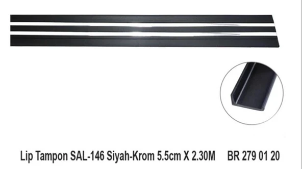 CARPİ TAMPON ALTI LİP SİYAH KROM 5.5X2.30M ürün görseli 1