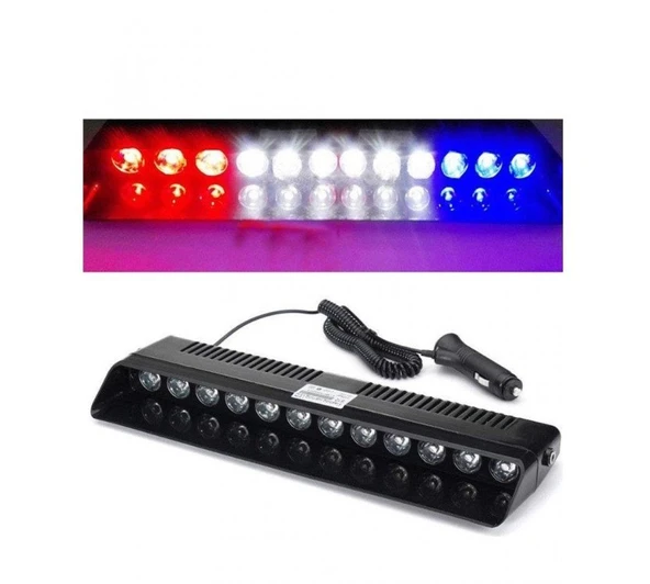 12Lİ VANTUZLU POLİS ÇAKAR 8 FONKSİYON KIRMIZI MAVİ BEYAZ - 2