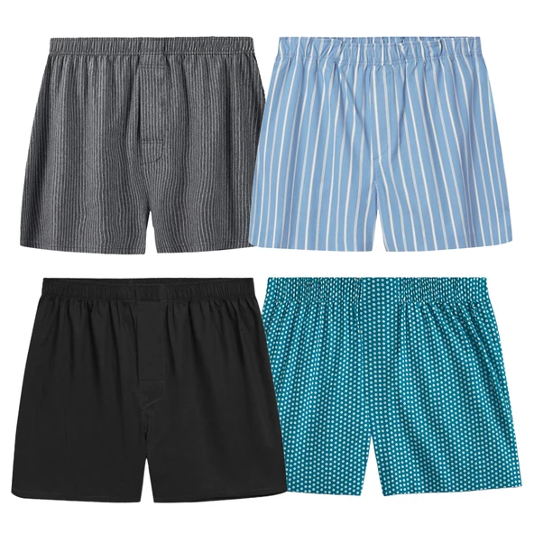 Yohannes Club Boxer POPLİN Erkek, 5'li SEÇENEKLİ KOLEKSİYONLAR, % 100 Pamuklu Poplin Kumaş, Canlı Renkler, 5 Adet - Resim 4