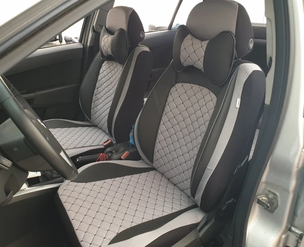 ELİT JAKAR YASTIKLI KOLTUK KILIFI SERİSİ AÇIK GRİ-SİYAH BZ508 ürün görseli 1