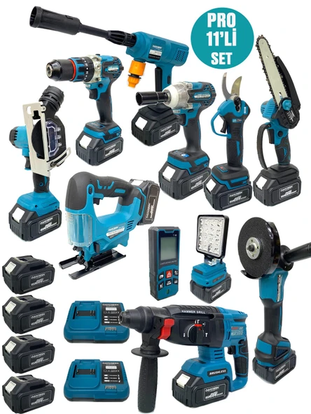 Germany Style DawreekTech 11'li Şarjlı Pro Set Kırıcı-Taşlama-Matkap-Budama Makas Testeresi -Yıkama-Dekupaj