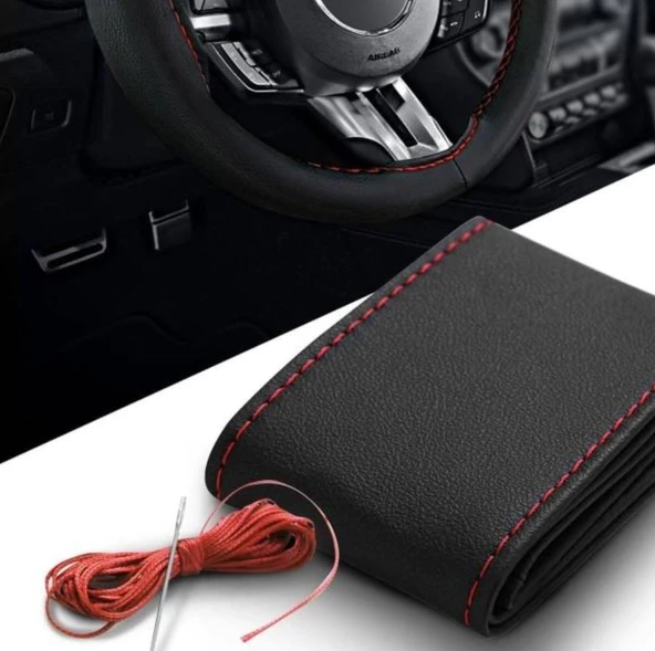 LEADER DİREKSİYON KILIFI KIRMIZI DİKİŞ 90 CM ürün görseli 1