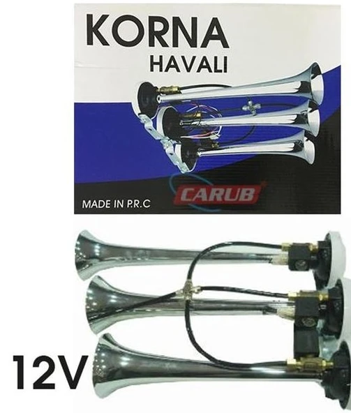 CARUB 3LÜ HAVALI KORNA KROM 12V