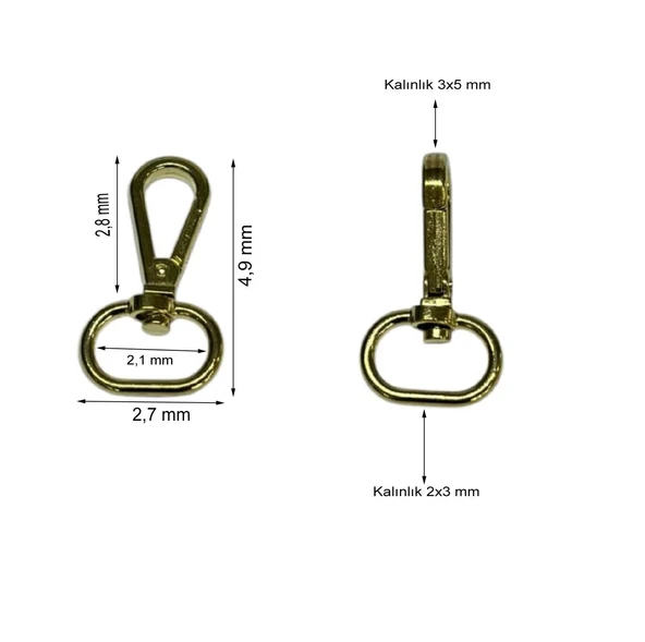İthal Badem Anahtarlık Kancası 2cm 2 Adet Deri El Aleti - 11