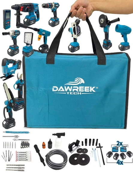 Germany Style DawreekTech 12'li Şarjlı Set Jet Üfleme-Matkap-Taşlama-Budama Makas-Testere-Yıkama-Dekupaj - 2