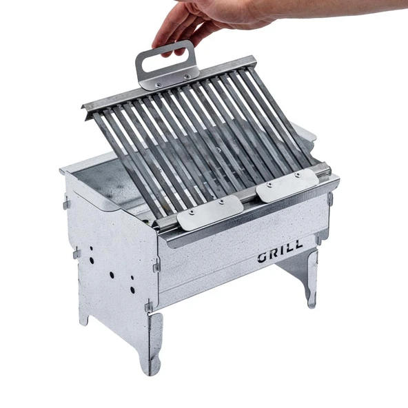 Katlanabilir Ayaklı Portatif Mangal - Paslanmaz - Argeus - Küçük - Taşıma Çantalı - 8