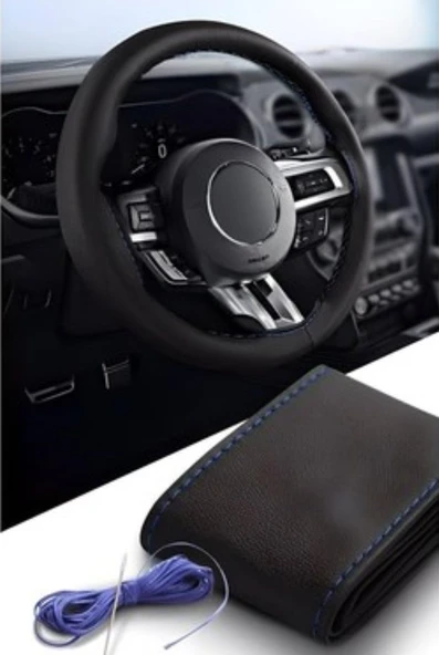 110 CM MAVİ İPLİ DİKMELİ DİREKSİYON KILIFI ürün görseli 1