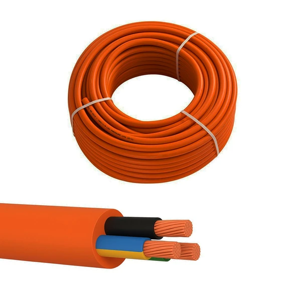 (30 Metre) %100 Bakır Çok Telli 3x2.5 mm Elektrik Kablosu Turuncu Elektrikli Araç Şarj Uygun Uyumlu ürün görseli