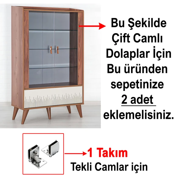 Cam Kapak Menteşesi 1 Takım Dolap Kapak Bağlantı Aparatı Mobilya Menteşe Sistemleri Krom Metal - Resim 3