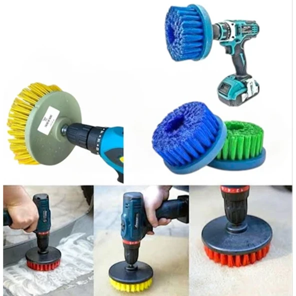 Motorlu Tırpan Matkap Uyumlu Halı Koltuk Yıkama Fırçası Temizleme Başlığı Aparat Silindir Leke Çıkar - 4