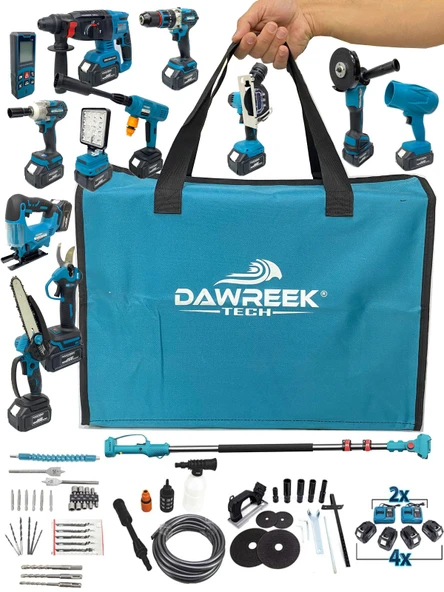Germany Style DawreekTech 13'Lü Teleskopik Set Kömürsüz Matkap-Taşlama-Üflem-,Bijon Sökme-Testere-Makas-Dekupaj-Kırıcı - 2