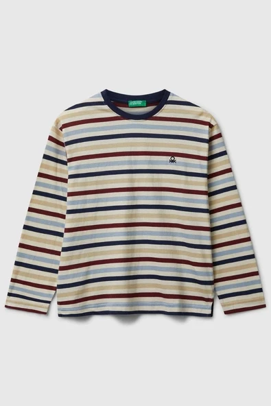 United Colors of Benetton Erkek Çocuk 3FNLC10QB-25K  Uzun Kol Çizgili Tshirt Mix ürün görseli 1