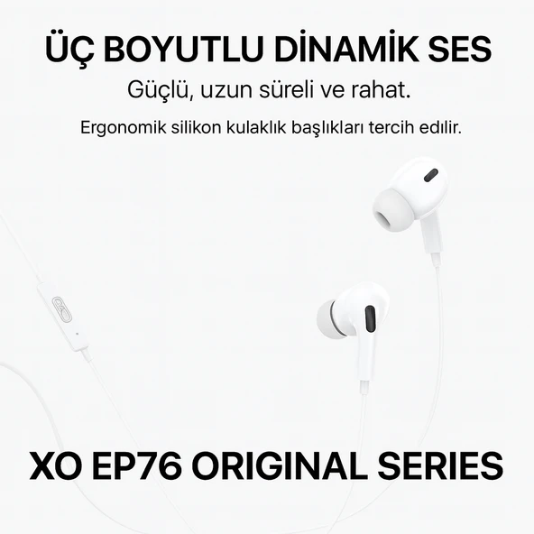 EP76 Silikonlu iPhone Kulaklığı Kablolu, Mikrofonlu, Arama Kontrolü Tak Çalıştır - 6