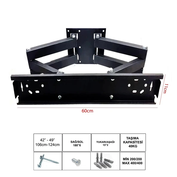 Polaxtor 6011ah Lcd Askı Aparatı Hareketli 6 Kollu 42-49 İnç 109-124cm