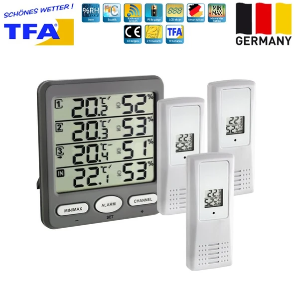 TFA 30.3054.10 Klima Monitör Ortam Sıcaklık ve Nem Takip Cihazı - Resim 2