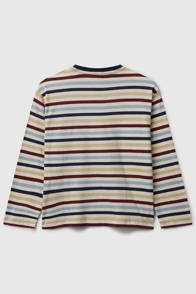 United Colors of Benetton Erkek Çocuk 3FNLC10QB-25K  Uzun Kol Çizgili Tshirt Mix - Resim 2