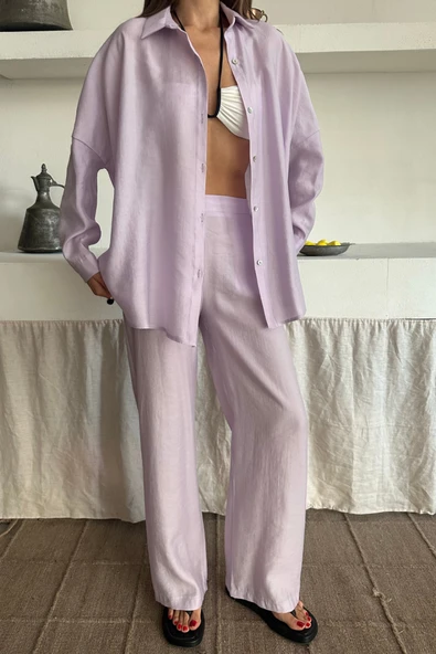 GÖMLEK - PANTOLON TAKIM - Lila - 2