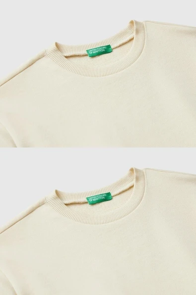 United Colors of Benetton Erkek Çocuk 3J68C10QK-25K Sweatshirt Bej - Resim 3
