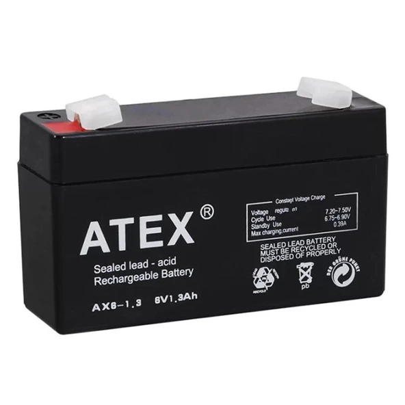 Atex Ax6-1.3 Kuru Akü 6v 1.3ah (9.7x5.4x2.3cm)