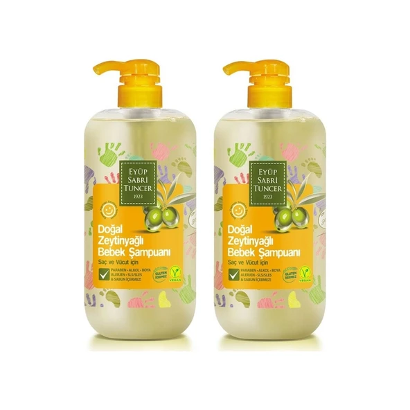 Eyüp Sabri Tuncer Doğal Zeytinyağlı Bebek Şampuanı 600 ml x 2 ürün görseli