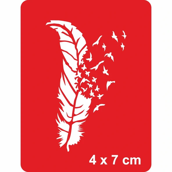 Kuş Tüyü-2 Tattoo Geçici Dövme Şablonları Kına Kalıpları - Resim 2