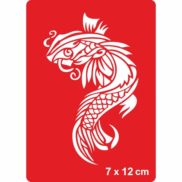Koi Balığı Tattoo Geçici Dövme Şablonları Kına Kalıpları ürün görseli 1