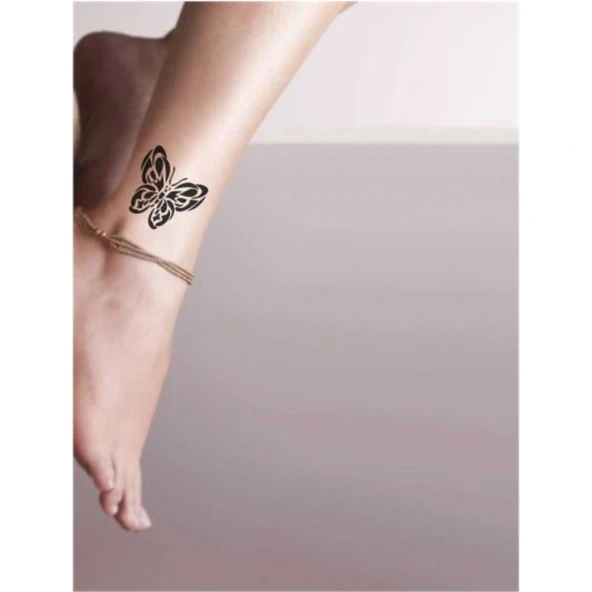 Papyon Kelebek-1 Tattoo Geçici Dövme Şablonları Kına Kalıpları - Resim 2