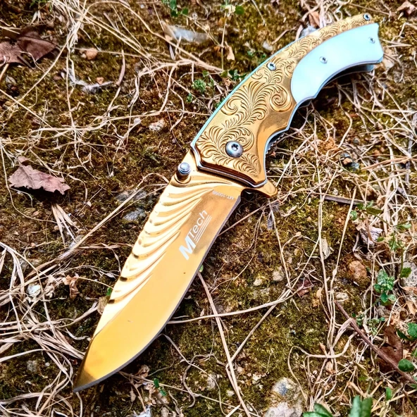 AlsepeteAvm Gold İşlemeli Sedef Kabze Kamp Çakısı ürün görseli