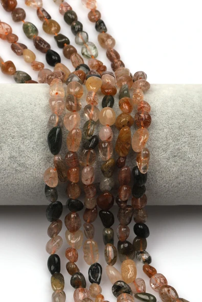 Rutil Kuvars Doğal Taş Dizi 6 x 8 mm Mercimek Kesim ürün görseli